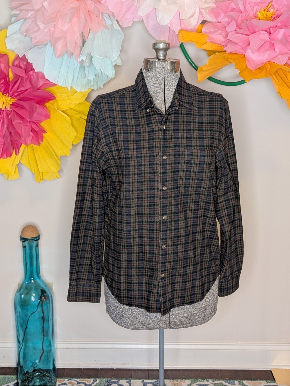 2029 - J.Crew Slim Untucked Brushed Twill Plaid Shirt Medium